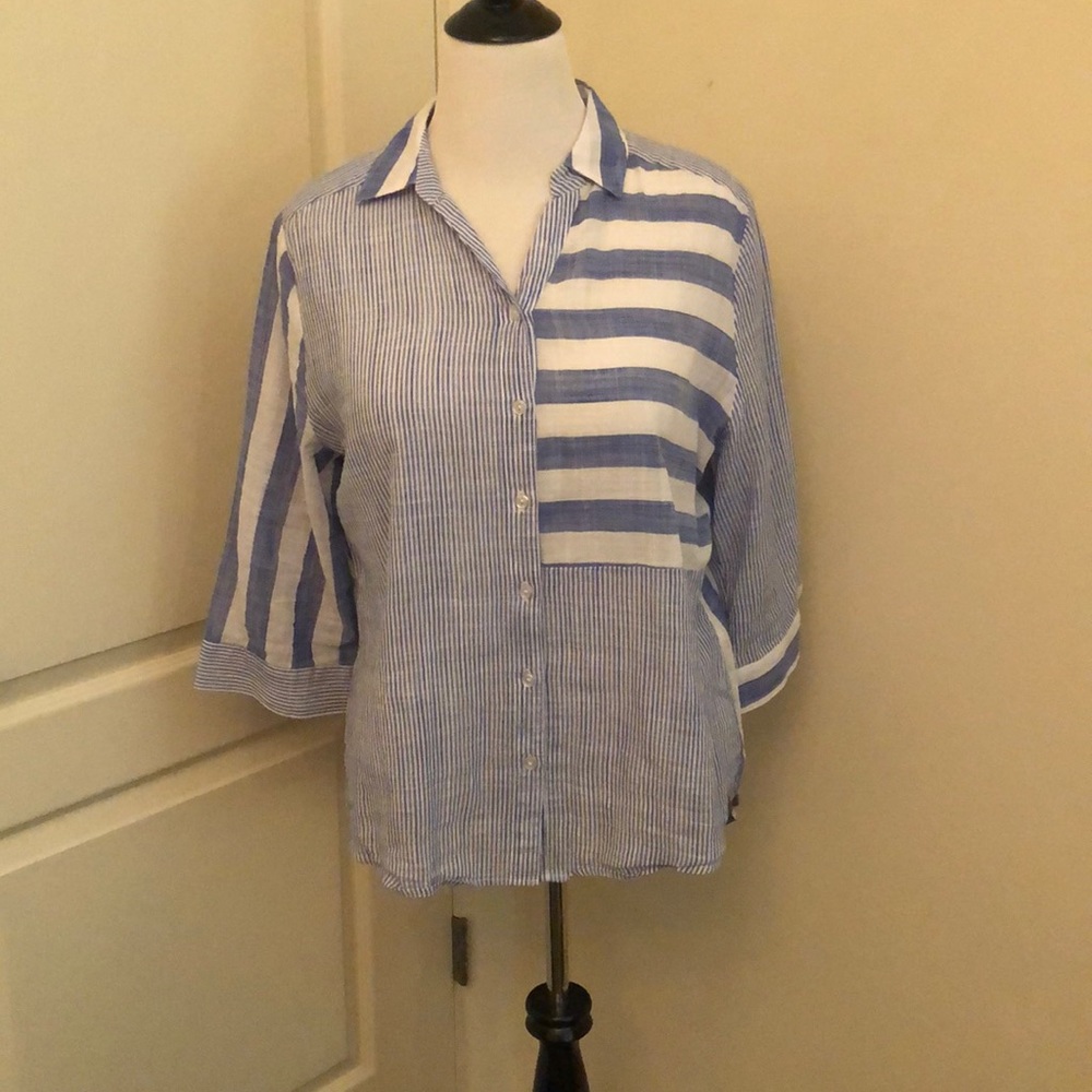 CHICO’S Striped Cotton Blouse